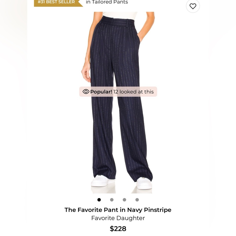 Favorite Daughter “The Favorite Pant” Navy Pinstripe - Size 0 - Tailored Trouser